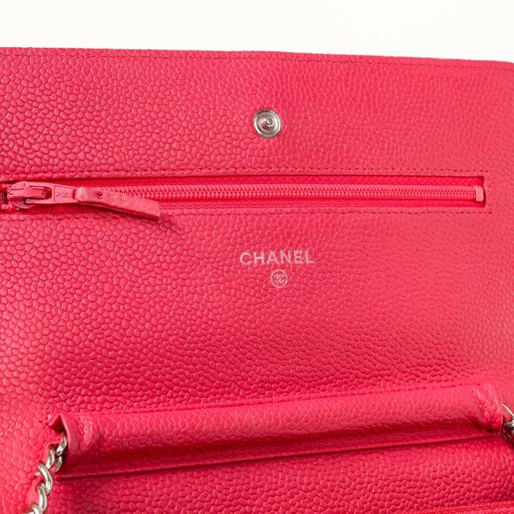 Chanel Silver Strap Pink Magenta Caviar Wallet-on-Chain - Picture 11 of 14